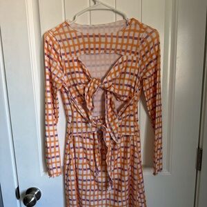 Orange and White Checkered Dress